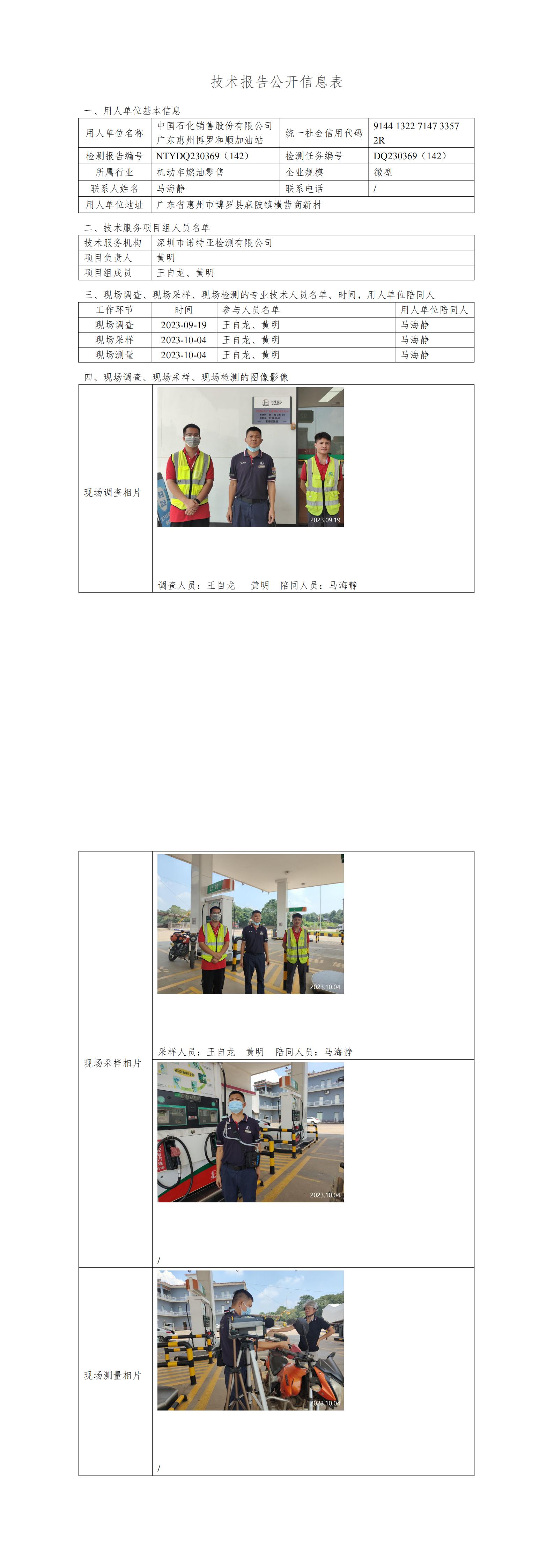NTYDQ230369（142）中國(guó)石化銷售股份有限公司廣東惠州博羅和順加油站