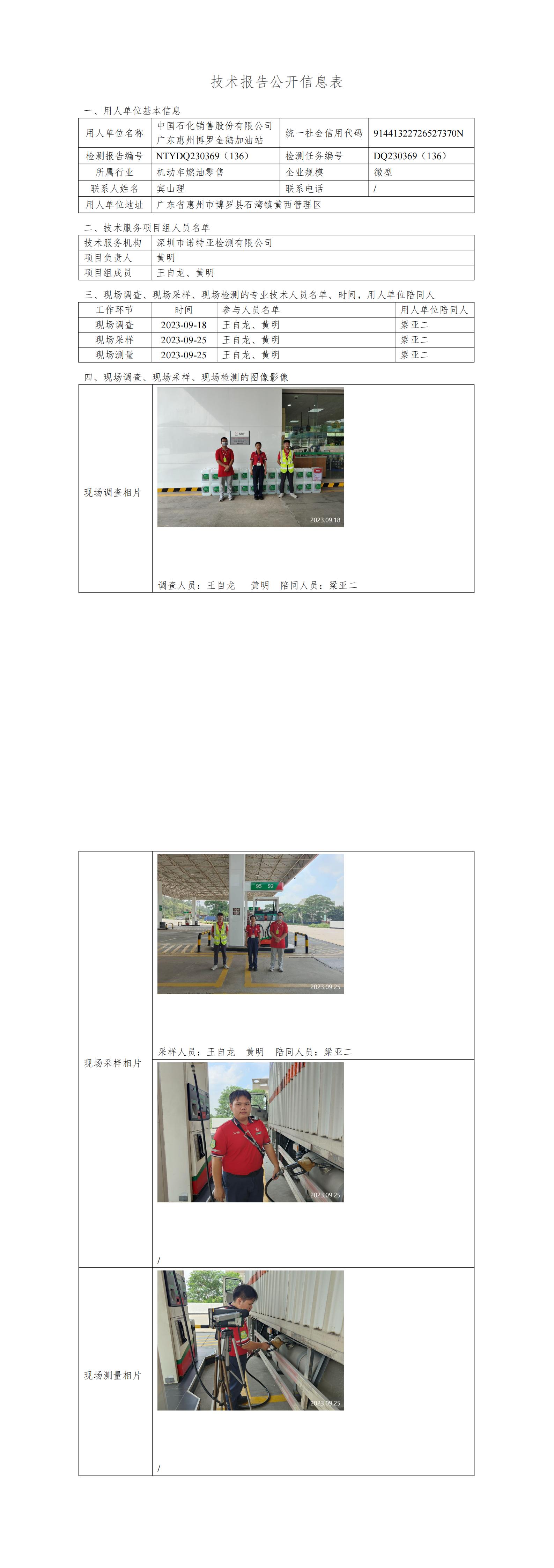 NTYDQ230369（136）中國(guó)石化銷售股份有限公司廣東惠州博羅金鵝加油站