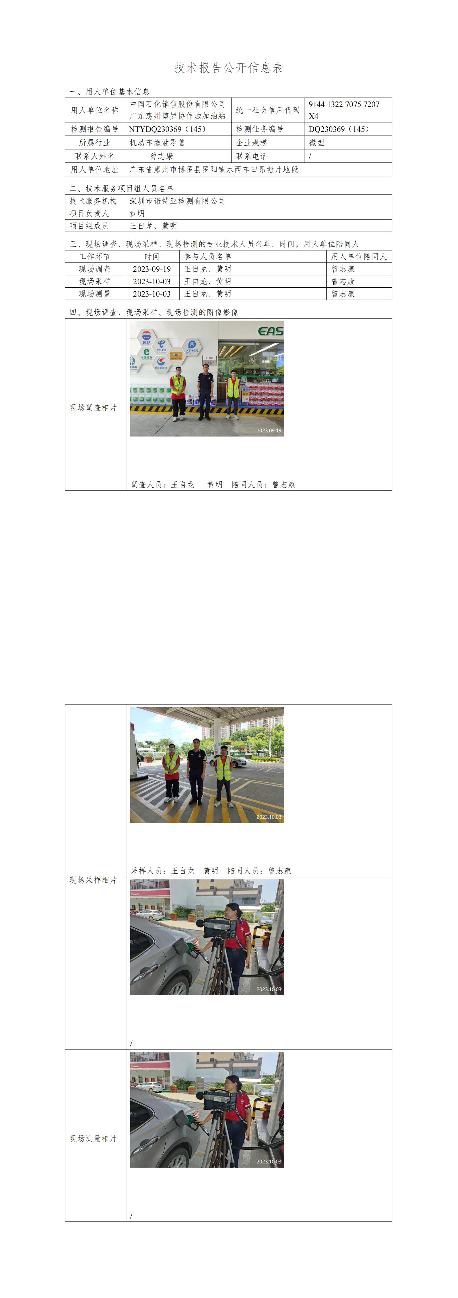 NTYDQ230369（145）中國(guó)石化銷售股份有限公司廣東惠州博羅協(xié)作城加油站