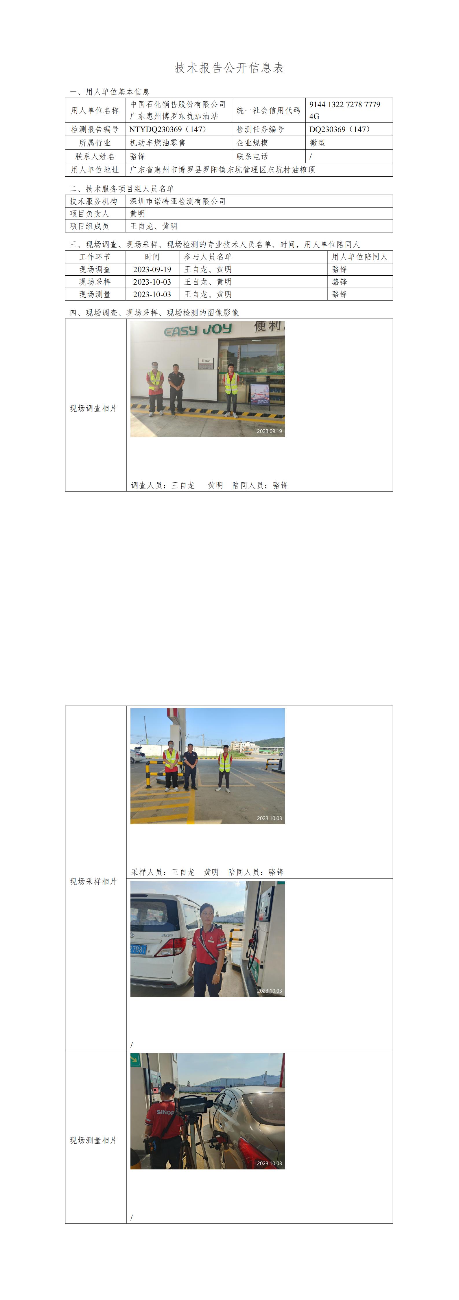 NTYDQ230369（147）中國(guó)石化銷售股份有限公司廣東惠州博羅東坑加油站